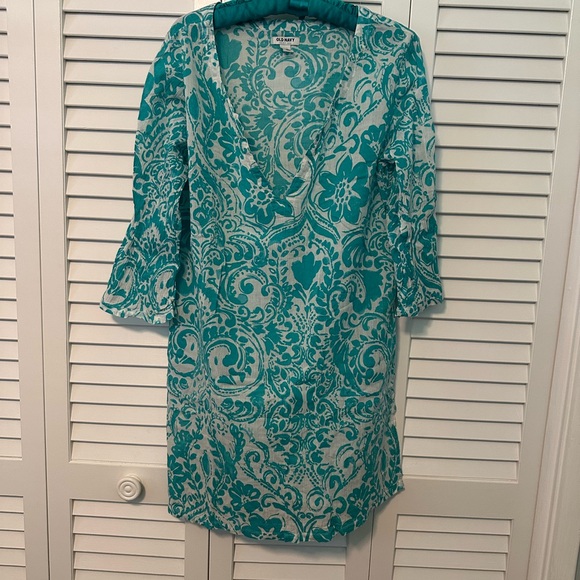 Classic Teal Floral Swimsuit Coverup - Picture 1 of 7